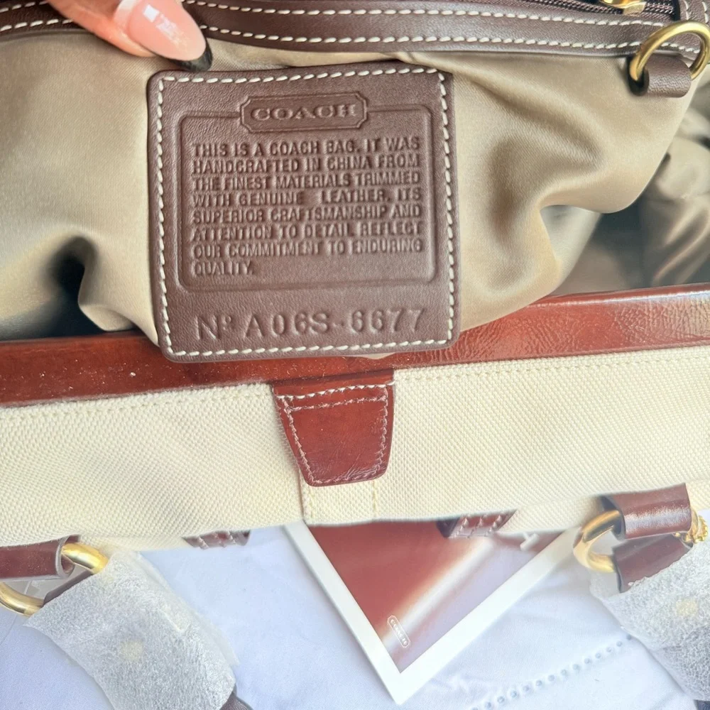 Coach Daphne Canvas & Leather Satchel – NWT Ivory & Mahogany | Braided Handles